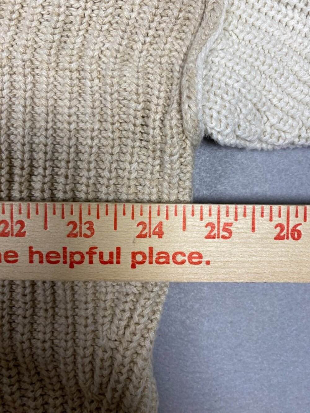 American Eagle Womens Colorblock Knit Sweater Beige White M 100% Cotton Casual - Picture 7 of 8